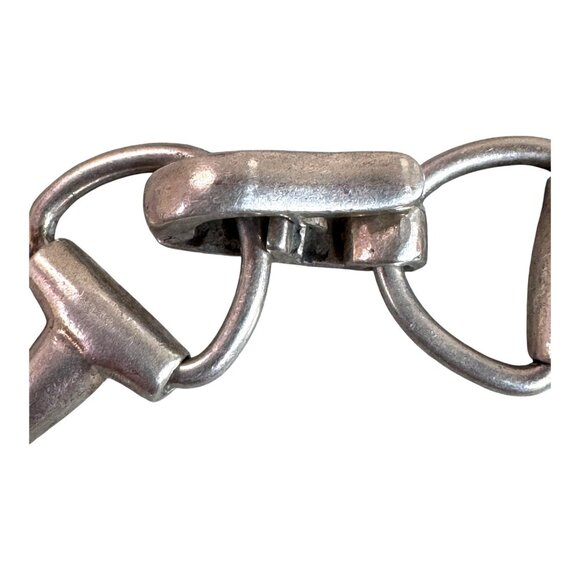 Vtg Sterling Silver 925 Modernist Horse Bit Pattern Link Bracelet 8" Equestrian - Picture 4 of 8